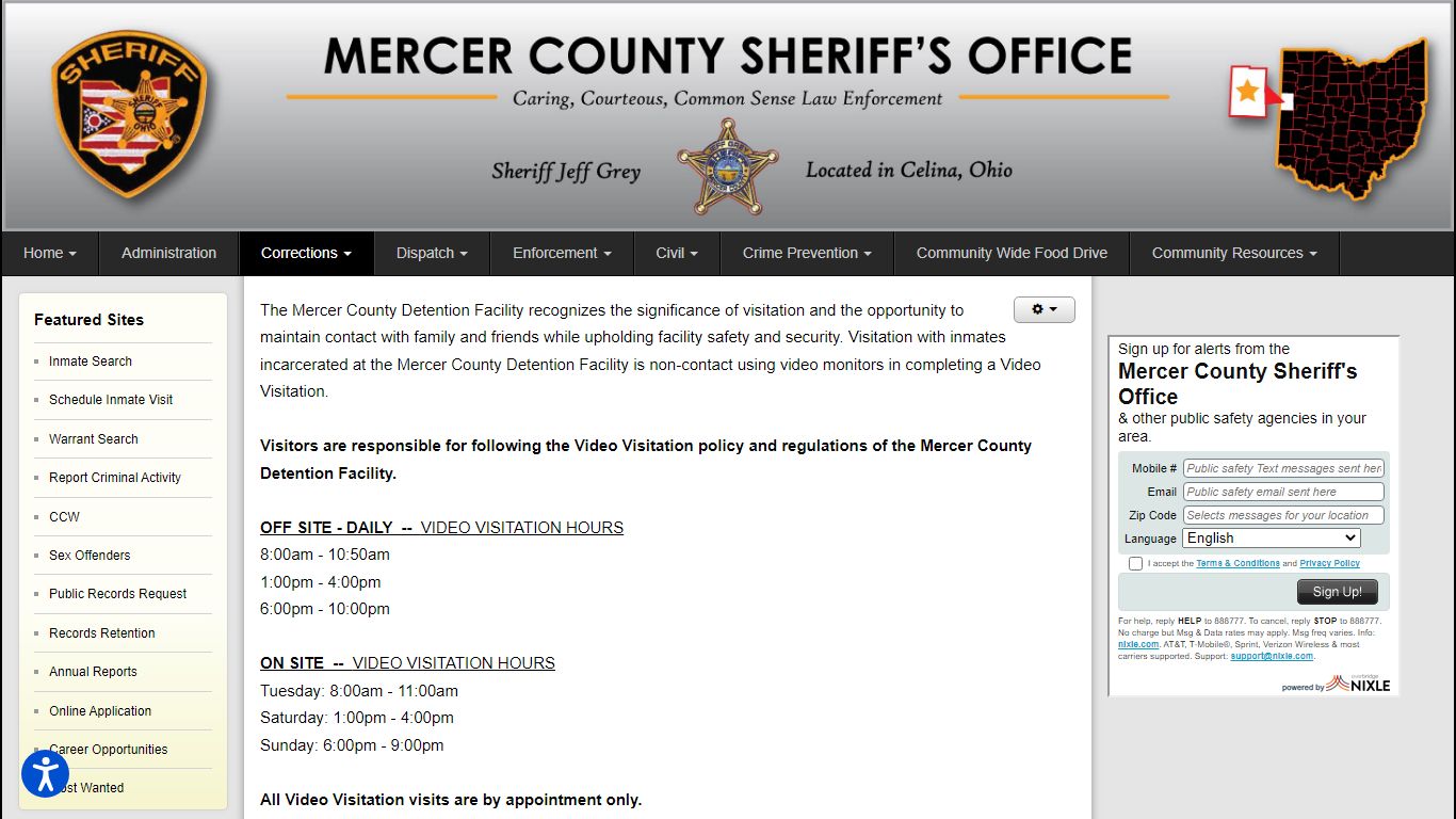 Visiting Hours - Mercer County Sheriff's Office