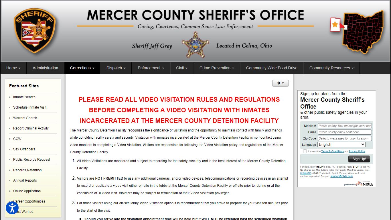 Visitation Rules - Mercer County Sheriff's Office